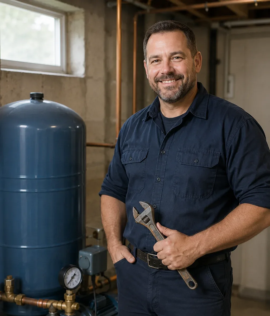 UltraDrain plumber working on a well pump system near Brockville